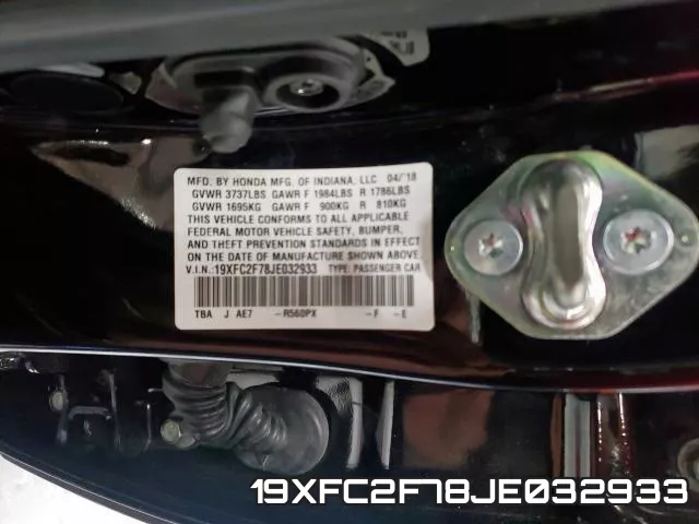 19XFC2F78JE032933 фото 2