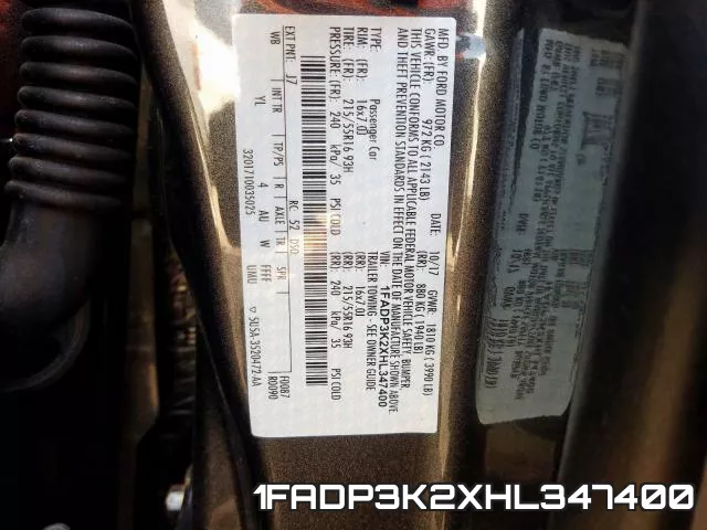 1FADP3K2XHL347400 фото 2