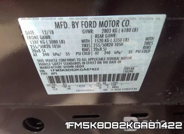1FM5K8D82KGA87422 фото 10