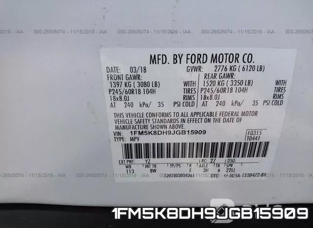 1FM5K8DH9JGB15909 фото 5