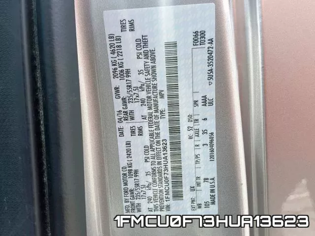 1FMCU0F73HUA13623 фото 2