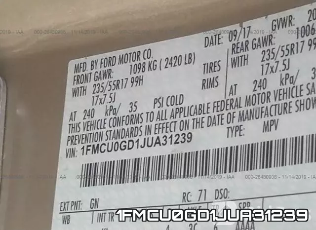 1FMCU0GD1JUA31239 фото 9