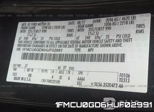1FMCU0GD6HUF02991 фото 10