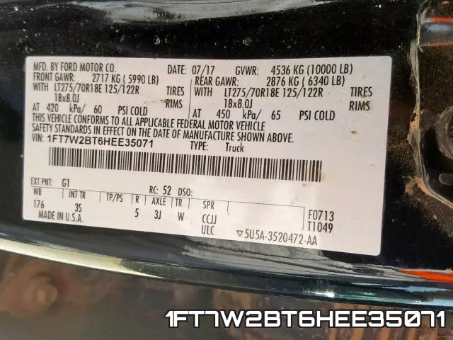 1FT7W2BT6HEE35071 фото 2
