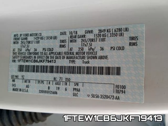 1FTEW1CB6JKF79413 фото 2