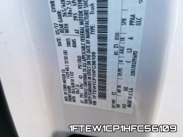 1FTEW1CP1HFC56109 фото 2