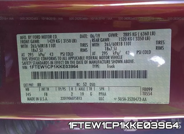 1FTEW1CP1KKE03964 фото 10