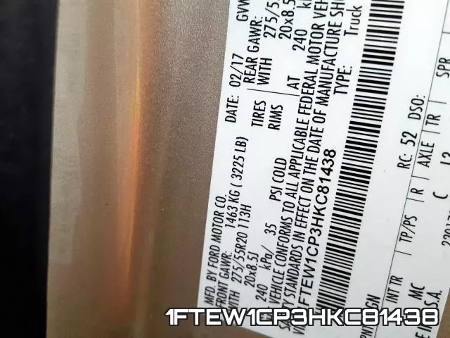 1FTEW1CP3HKC81438 фото 2