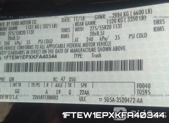 1FTEW1EPXKFA40344 фото 9