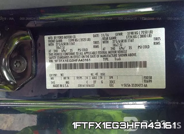1FTFX1EG3HFA43161 фото 9