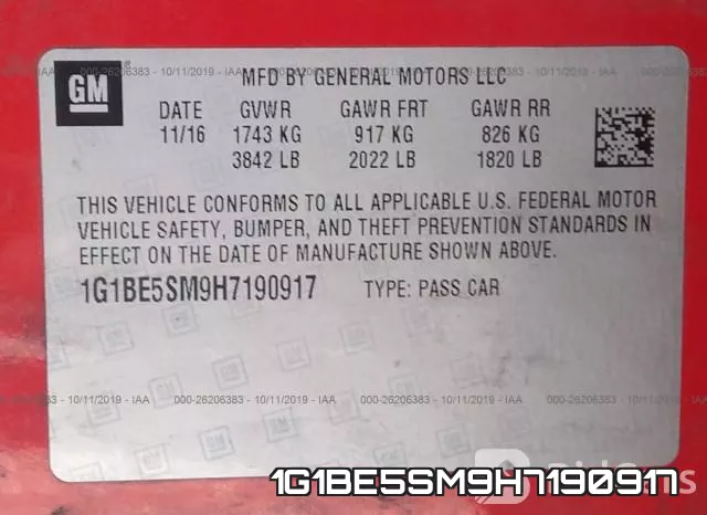 1G1BE5SM9H7190917 фото 10