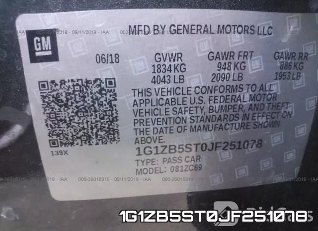 1G1ZB5ST0JF251078 фото 8