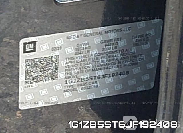 1G1ZB5ST6JF192408 фото 10