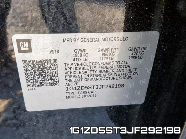 1G1ZD5ST3JF292198 фото 2