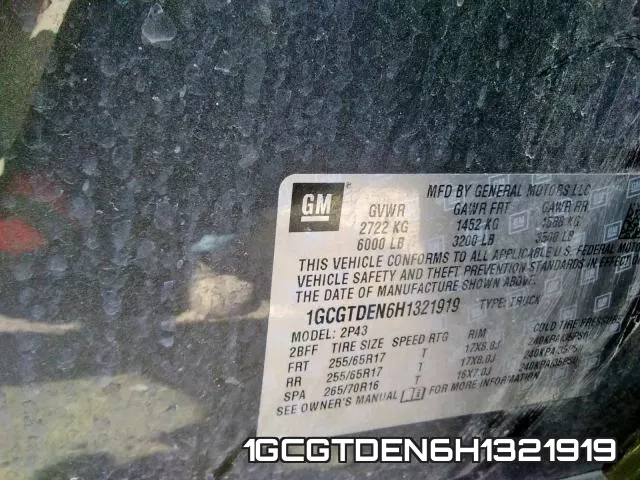 1GCGTDEN6H1321919 фото 2