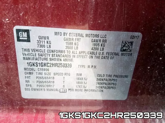 1GKS1GKC2HR250339 фото 2