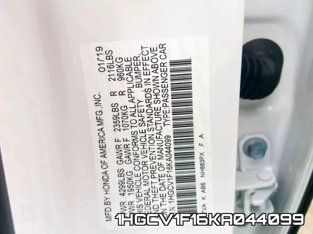 1HGCV1F16KA044099 фото 2