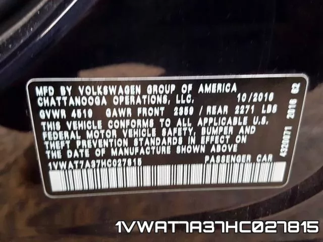 1VWAT7A37HC027815 фото 2