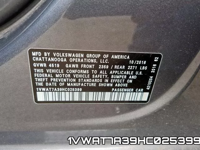 1VWAT7A39HC025399 фото 2
