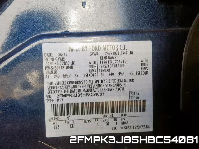 2FMPK3J85HBC54081 фото 2