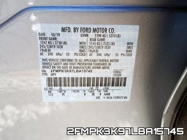 2FMPK3K97LBA15745 фото 2