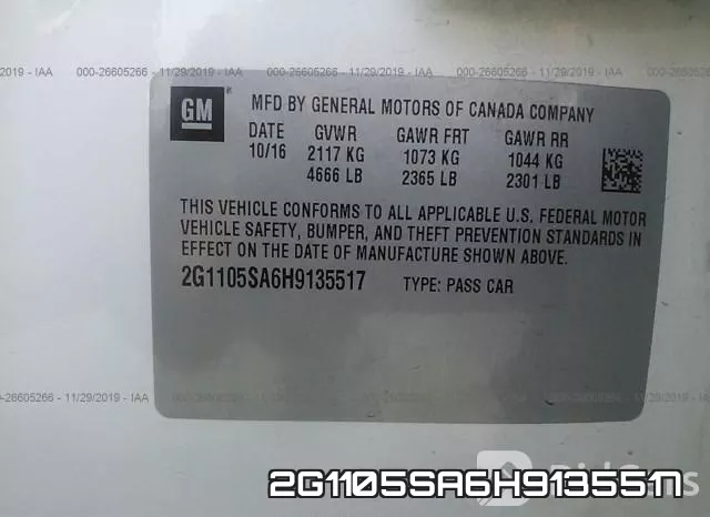 2G1105SA6H9135517 фото 8