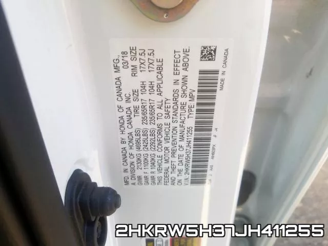 2HKRW5H37JH411255 фото 2