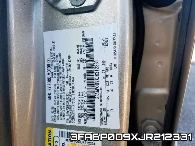 3FA6P0D9XJR212331 фото 2