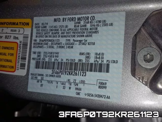 3FA6P0T92KR261123 фото 2