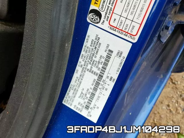 3FADP4BJ1JM104298 фото 2