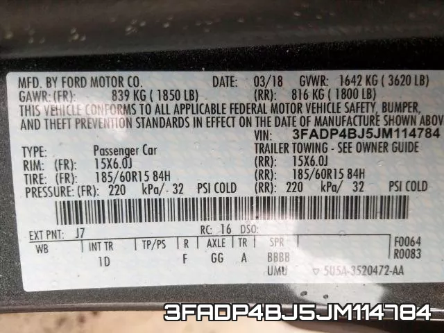 3FADP4BJ5JM114784 фото 2