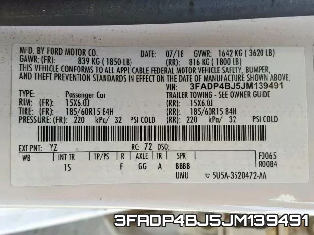 3FADP4BJ5JM139491 фото 2