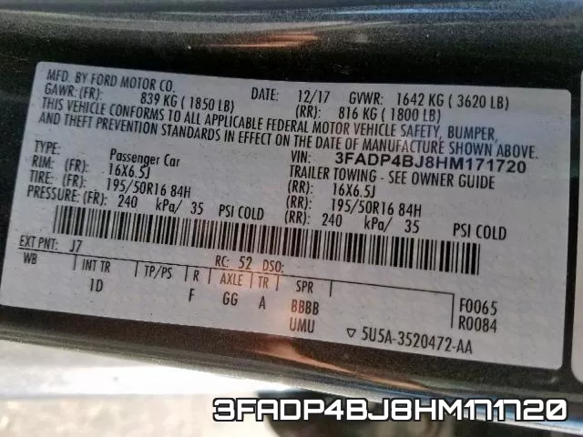 3FADP4BJ8HM171720 фото 2