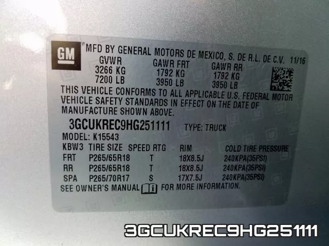 3GCUKREC9HG251111 фото 2