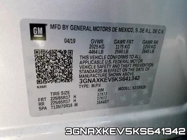 3GNAXKEV5KS641342 фото 2