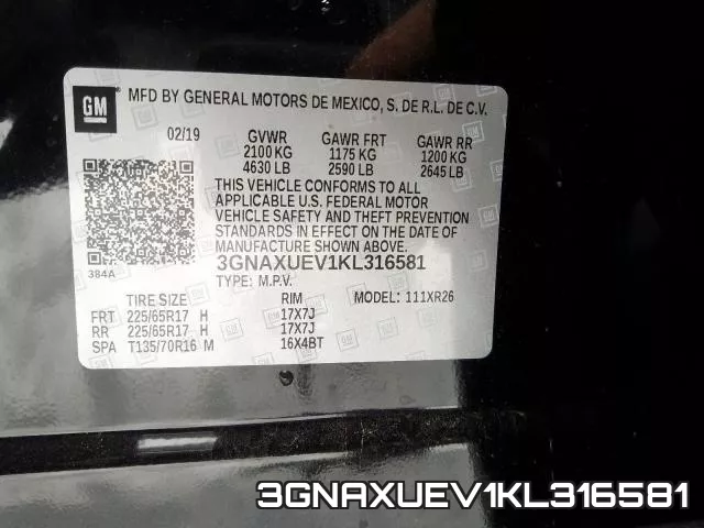 3GNAXUEV1KL316581 фото 2