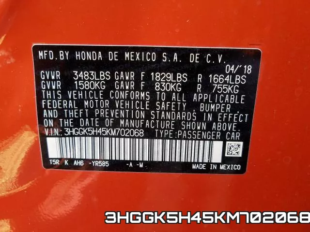 3HGGK5H45KM702068 фото 2