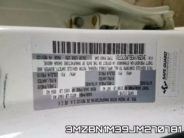 3MZBN1M39JM270781 фото 2