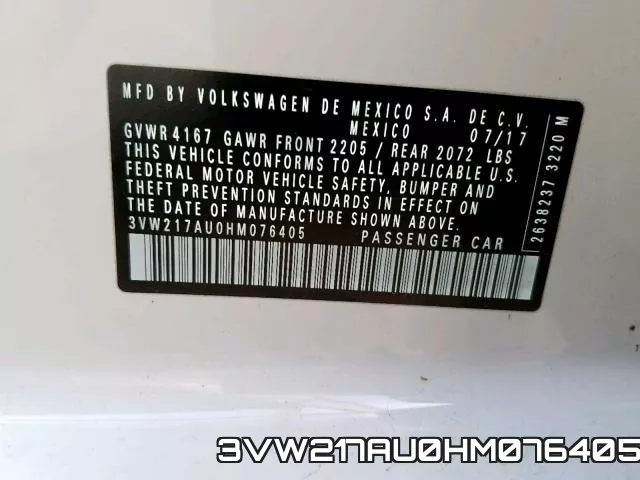 3VW217AU0HM076405 фото 2