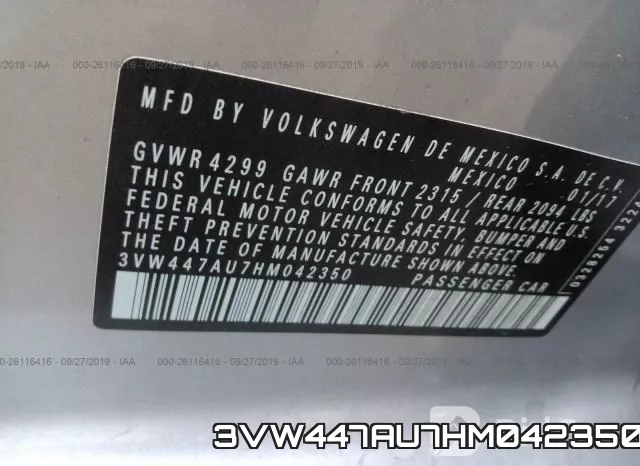 3VW447AU7HM042350 фото 10