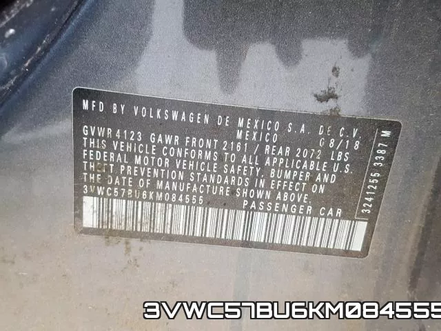 3VWC57BU6KM084555 фото 2