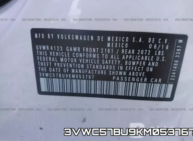 3VWC57BU9KM053767 фото 7