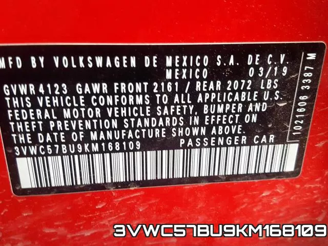 3VWC57BU9KM168109 фото 2