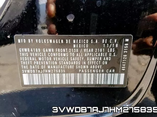 3VWDB7AJ7HM275835 фото 2
