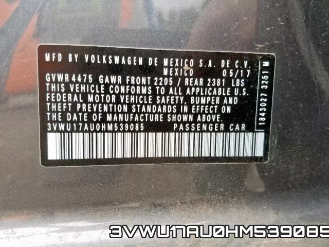 3VWU17AU0HM539085 фото 2