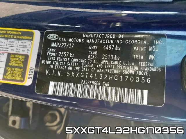 5XXGT4L32HG170356 фото 2