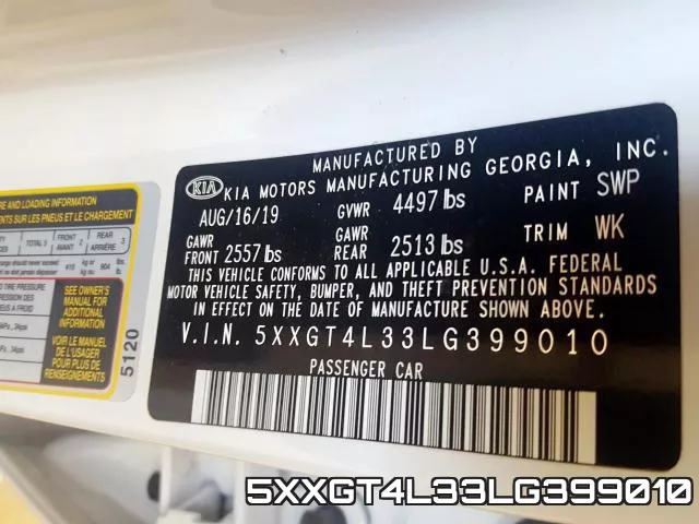 5XXGT4L33LG399010 фото 2