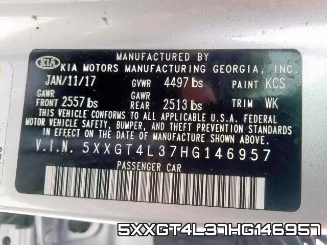 5XXGT4L37HG146957 фото 2