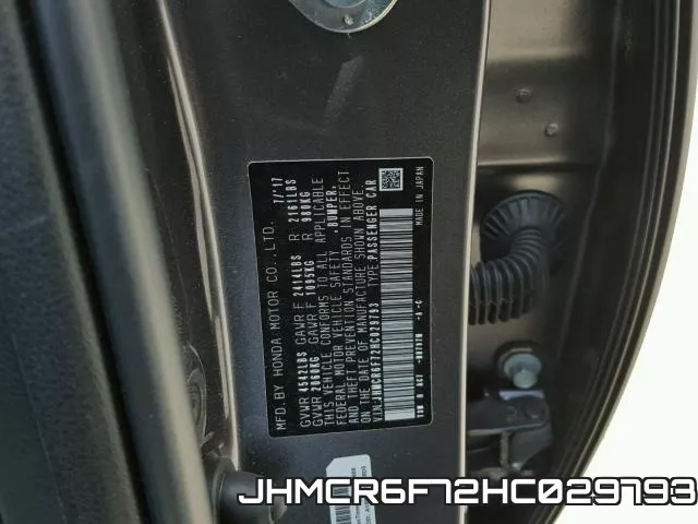 JHMCR6F72HC029793 фото 2