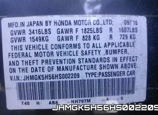 JHMGK5H56HS002209 фото 10